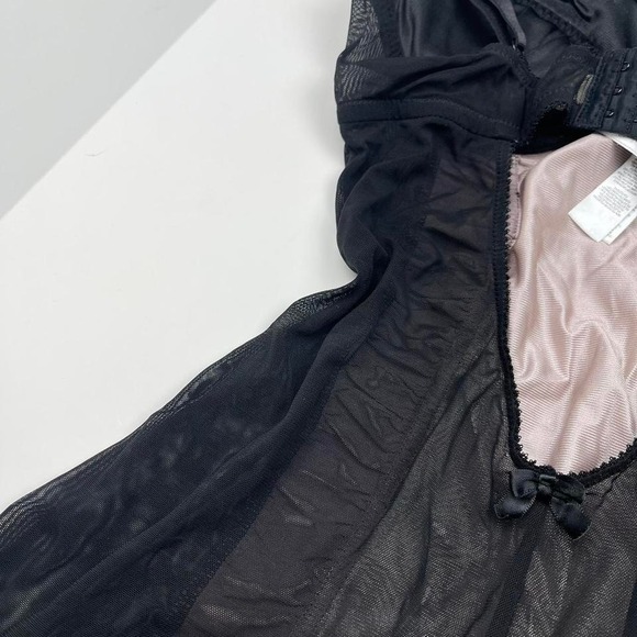 Y2K Gothic Coquette Babydoll Lingerie Dress Euro Bows Black Lace Women's 36D - Picture 6 of 7